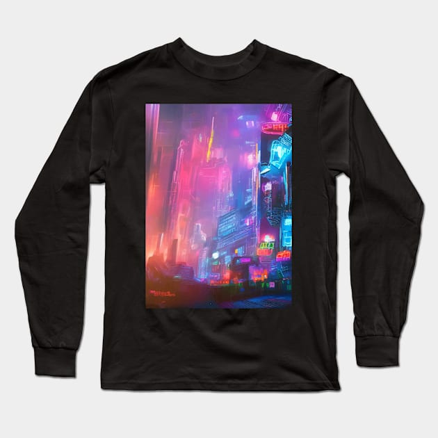 Japan Neon City Lights Long Sleeve T-Shirt by star trek fanart and more